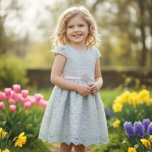 NWT Rare Editions Lace Dress with Jeweled Embellishment Easter Wedding Spring